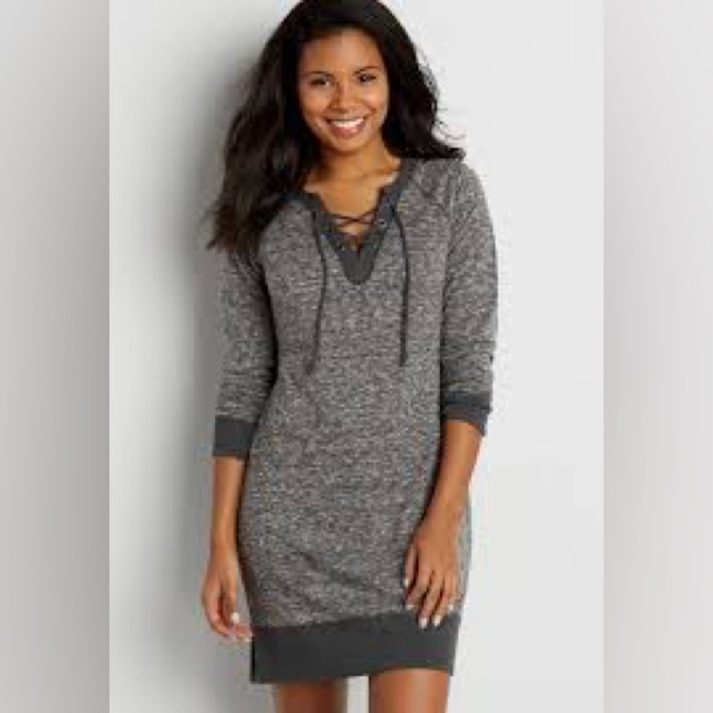 Maurice’s Oversized French Terry Lace-Up Sweater Dress.  NWOT Size S
